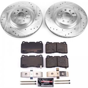 Honda Civic Brake Kit - Front - PowerStop - Drilled & Slotted Rotors + Carbon-Fiber Ceramic Pads - `17-`19