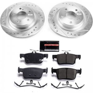 Honda Civic Brake Kit - Rear - PowerStop - Drilled & Slotted Rotors + Carbon-Fiber Ceramic Pads - `17-`21