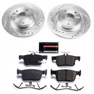 Honda Civic Brake Kit - Rear - PowerStop - Drilled & Slotted Rotors + Carbon-Fiber Ceramic Pads - `17-`20
