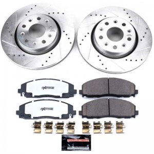 Jeep Gladiator Brake Kit - Front - PowerStop - Drilled & Slotted Rotors + Carbon-Fiber Ceramic Pads - `20-`21
