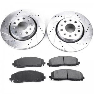 Jeep Gladiator Brake Kit - Front - PowerStop - Drilled & Slotted Rotors + Carbon-Fiber Ceramic Pads - `20-`21
