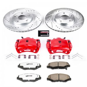 Honda Civic Brake Kit - Front - PowerStop - Drilled & Slotted Rotors + Carbon-Fiber Ceramic Pads + Powder Coated Calipers - `12-`15
