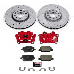 Jeep Renegade Brake Kit - Front - Slotted/ Drilled Rotors + Ceramic Pads + Red Calipers - Powerstop - Z23 Evolution