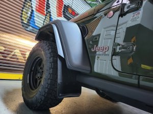 Jeep Gladiator Mud Flap - Rally Armor - UR Black Flap/Green Logo - Black Flap/Army Green Logo - `19-`24