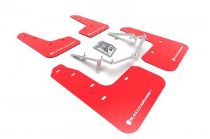 Honda Civic Mud Flap Kit - Rally Armor - UR Mud Flap White Logo - Red - `17-`21