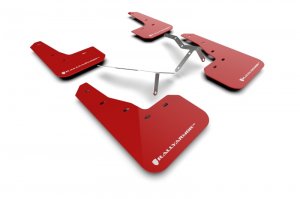 Honda Civic Mud Flap Kit - Rally Armor - UR Mud Flap w/White Logo - Red - `22-`25