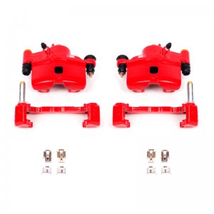 Honda Civic Calipers (2) - Front - PowerStop - Red Powder Coated - Red - `90-`00