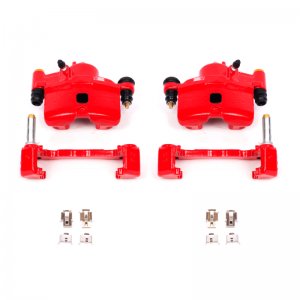 Honda Civic Calipers (2) - Front - PowerStop - Red Powder Coated - Red - `90-`00