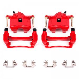 Honda Civic Performance Brake Caliper (2) - Front - PowerStop - Red Powder Coated Calipers - Red - `93-`95