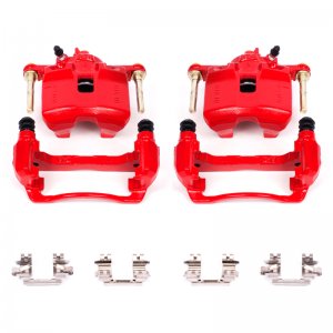 Honda Civic Performance Brake Caliper (2) - Front - PowerStop - Red Powder Coated Calipers - Red - `93-`95