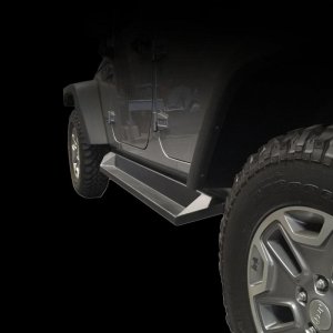Jeep Wrangler JK Rock Slider Steps - DV8 Offroad - Plated Steel - Matte Black - `07-`18