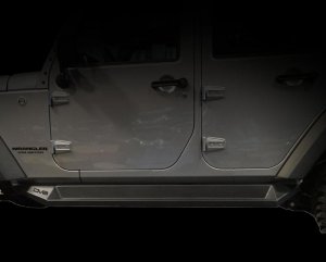 Jeep Wrangler JK Rock Slider Steps - DV8 Offroad - Plated Steel - Matte Black - `07-`18