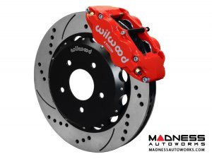 Jeep Wrangler JK Brake Conversion Kit - 12.88" Rotors - Wilwood Superlite 4R 4 Piston Front Brake Upgrade Kit (Red Powder Coated Calipers / SRP Drilled & Slotted Rotors)