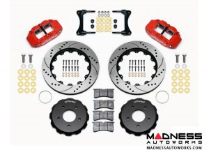 Jeep Wrangler JK Brake Conversion Kit - 12.88" Rotors - Wilwood Superlite 4R 4 Piston Front Brake Upgrade Kit (Red Powder Coated Calipers / SRP Drilled & Slotted Rotors)
