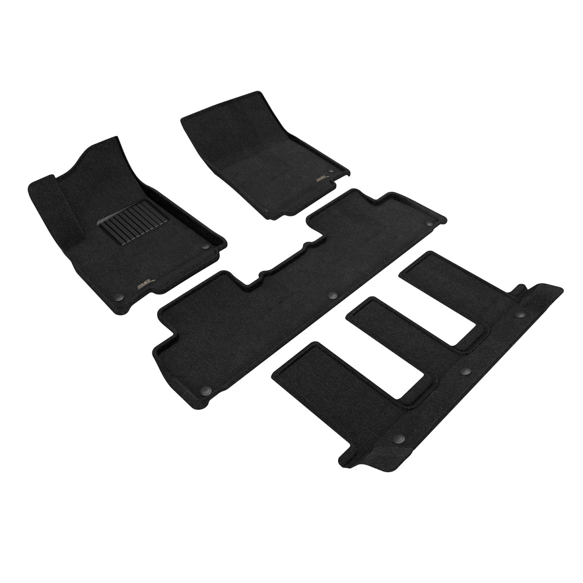 Rivian R1S Floor Mat Set - Front + Rear - 3D MAXpider - Elegant Series - Black - `22-`24