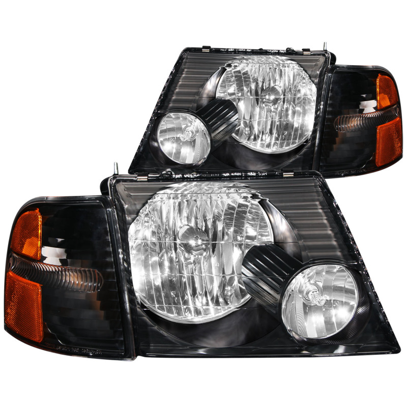 Ford Explorer Headlights - Front - ANZO - Crystal - Black - `02-`05