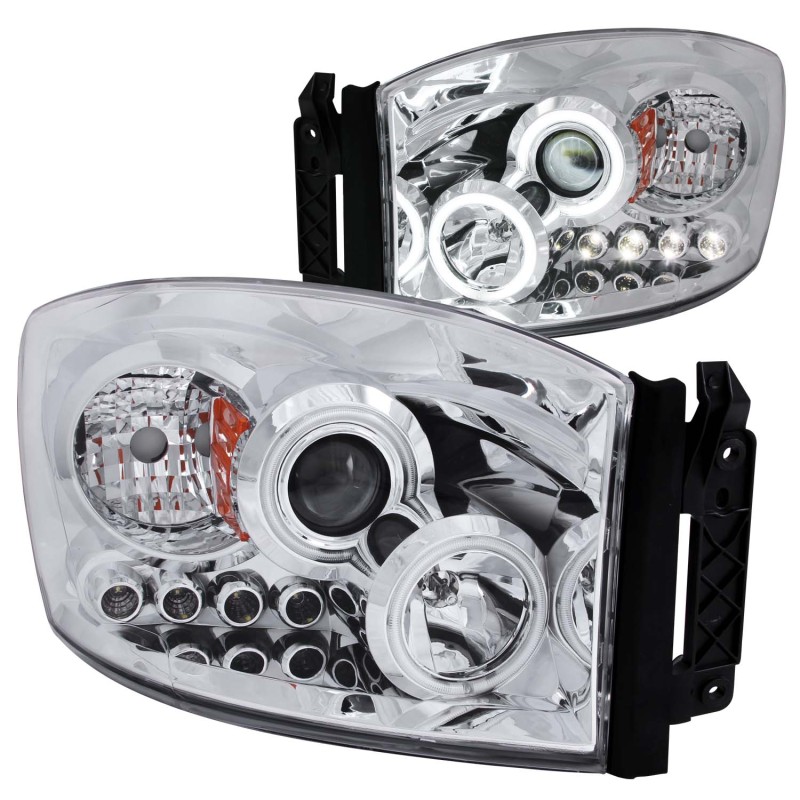 Dodge Ram 1500 Projector Headlights - ANZO - Halo CCFL - Chrome - `06-`08