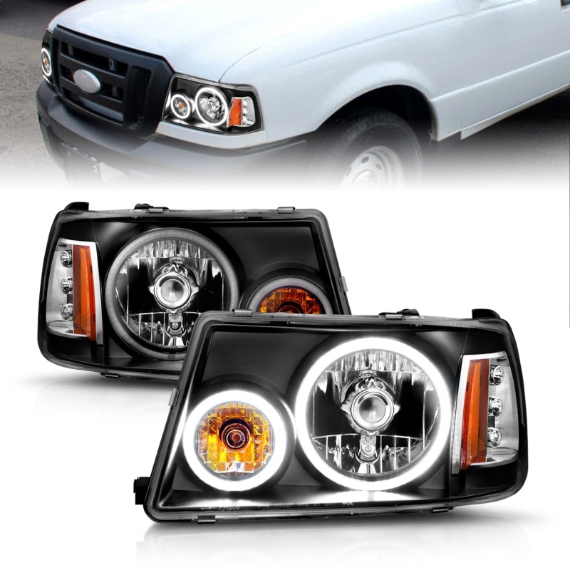 Ford Ranger Projector Headlights - ANZO - Halo CCFL - Black - `01-`11