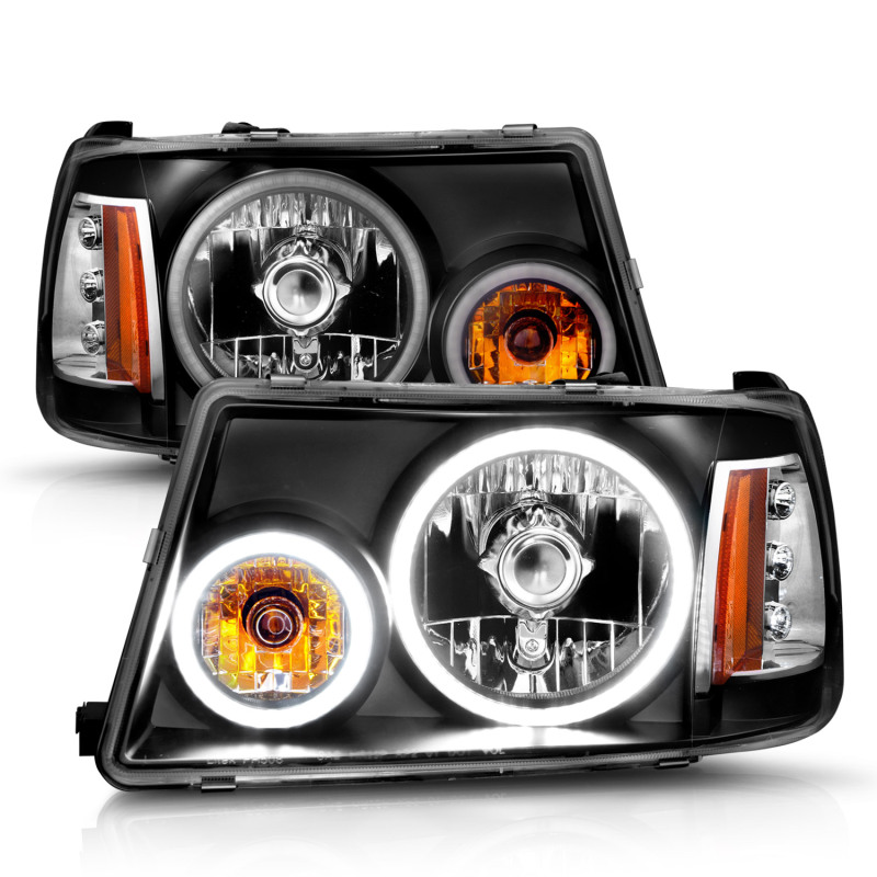 Ford Ranger Projector Headlights - ANZO - Halo CCFL - Black - `01-`11