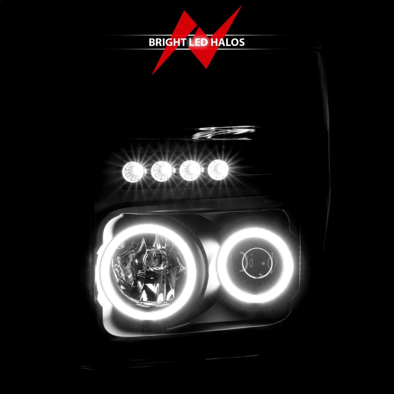 Ford F-250 Projector Headlights - ANZO - Halo, CCFL, Clear Lens - Black - `08-`10