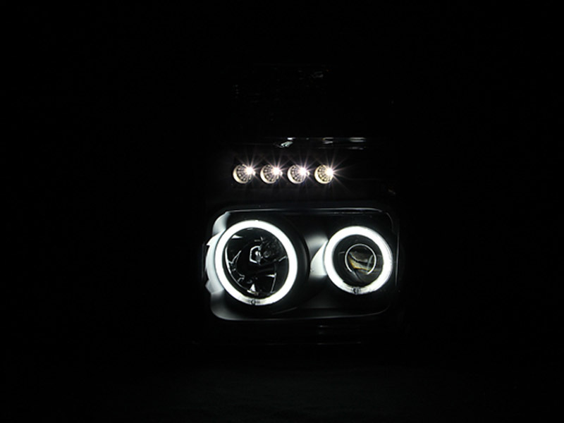 Ford F-250 Projector Headlights - ANZO - Halo, CCFL, Clear Lens - Black - `08-`10