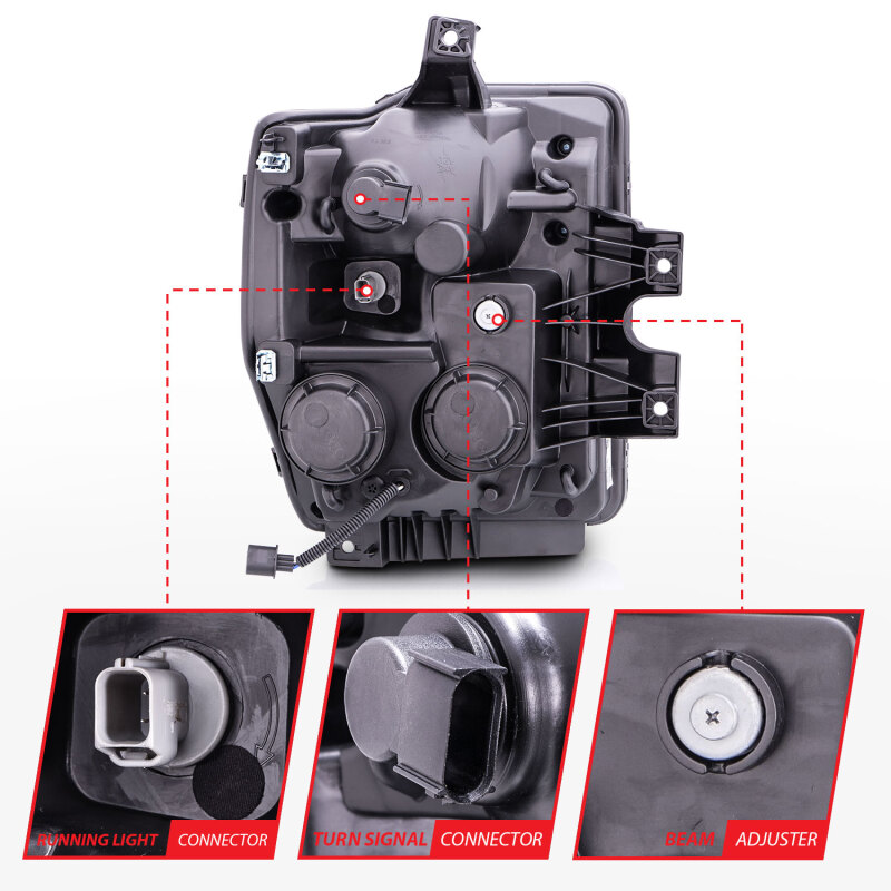 Ford F-250 Projector Headlights - ANZO - Halo, CCFL, Clear Lens - Black - `08-`10