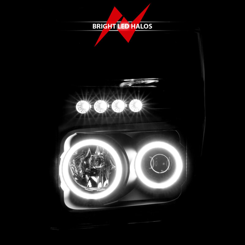 Ford F-250 Projector Headlights - ANZO - Halo, CCFL, Clear Lens - Black - `08-`10