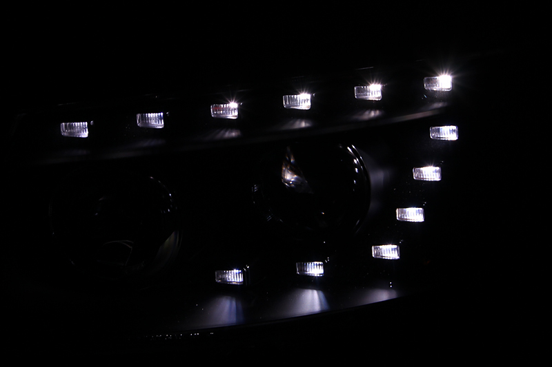 Hyundai Santa Fe Projector Headlights - ANZO - Clear Lens, w/LED - Black Housing - 2007