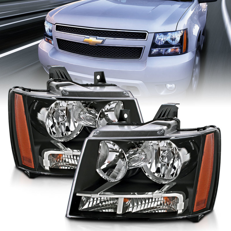 Chevrolet Tahoe Headlight Set - ANZO - Crystal - Black - `07-`14 Chevrolet Tahoe Headlight Set - ANZO - Crystal - Black - `07-`14