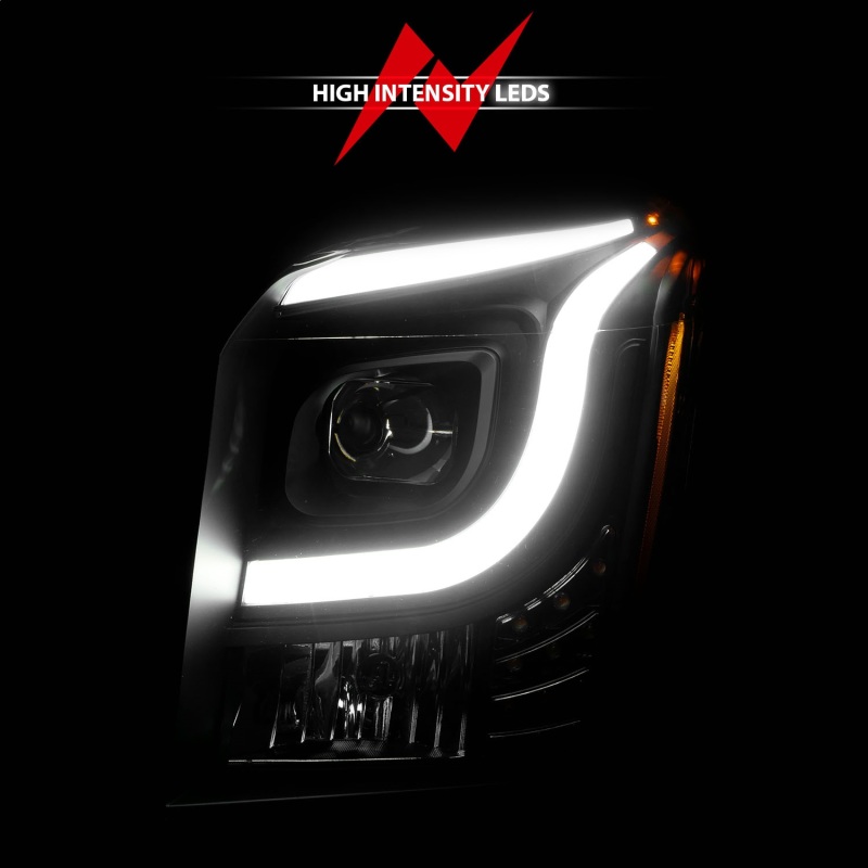 GMC Yukon XL Headlights - ANZO - LED/Projector w/ Light Bars - Black Housing/Clear Lens - `15-`17