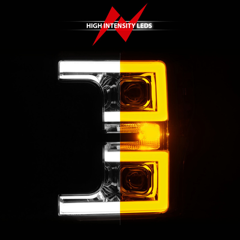 Ford F-250 LED Projector Headlights - ANZO - Switchback - Chrome Housing - `17-`19