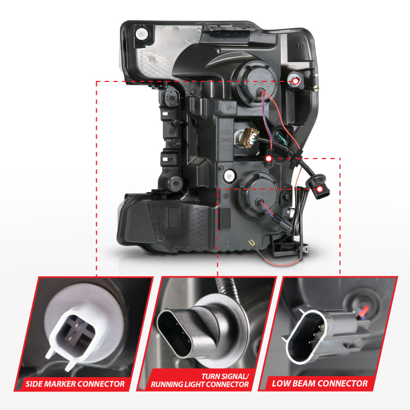 Ford F-250 LED Projector Headlights - ANZO - Switchback - Chrome Housing - `17-`19