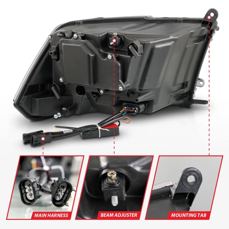 Dodge 2500 LED/Projector Headlights - ANZO - Plank Style + Switchback + Sequential - Hyper Black - `09-`18