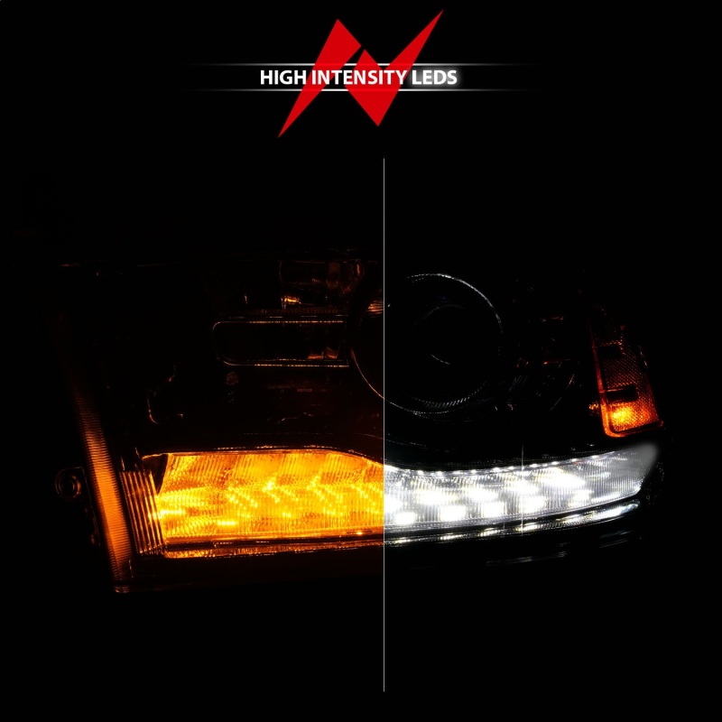 Dodge 2500 LED/Projector Headlights - ANZO - Plank Style + Switchback + Sequential - Hyper Black - `09-`18