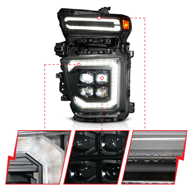 Chevrolet Silverado 2500 LED/Projector Headlights - Passenger Side - ANZO - Z-Series Full LED - Black - `20-`23