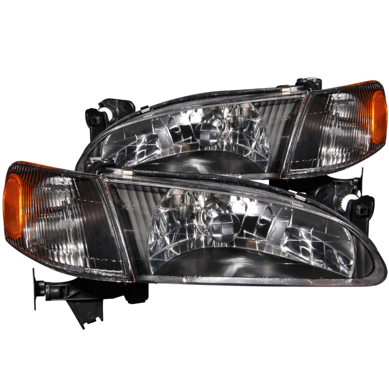 Toyota Corolla Headlights - ANZO - Crystal - Black - `98-`00