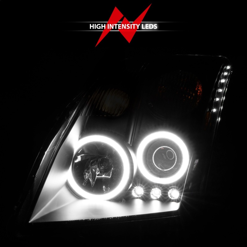 Nissan Sentra Projector Headlights - ANZO - w/Halo, Clear Lens, Black Housing - Black - `07-`12