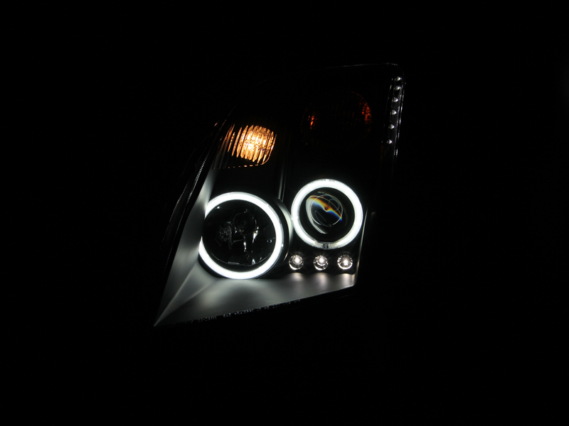 Nissan Sentra Projector Headlights - ANZO - w/Halo, Clear Lens, Black Housing - Black - `07-`12