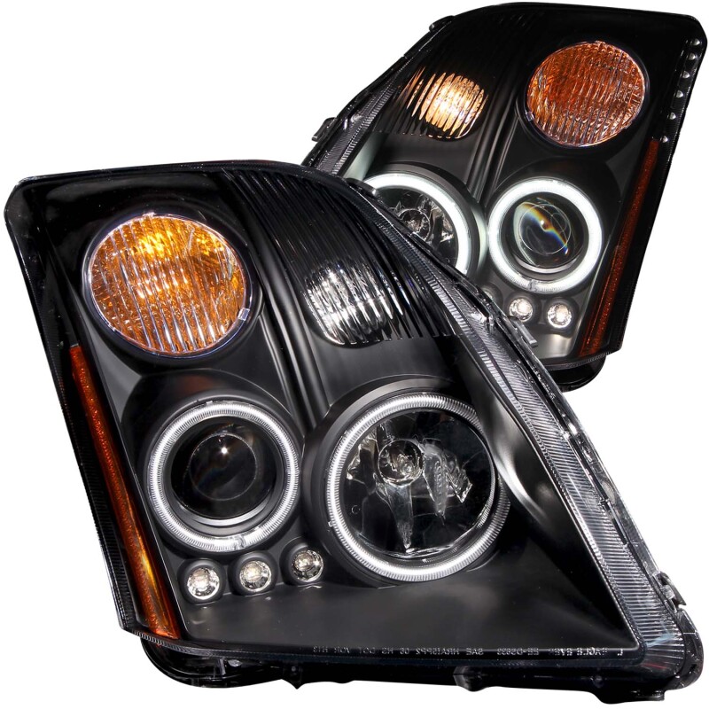 Nissan Sentra Projector Headlights - ANZO - w/Halo, Clear Lens, Black Housing - Black - `07-`12