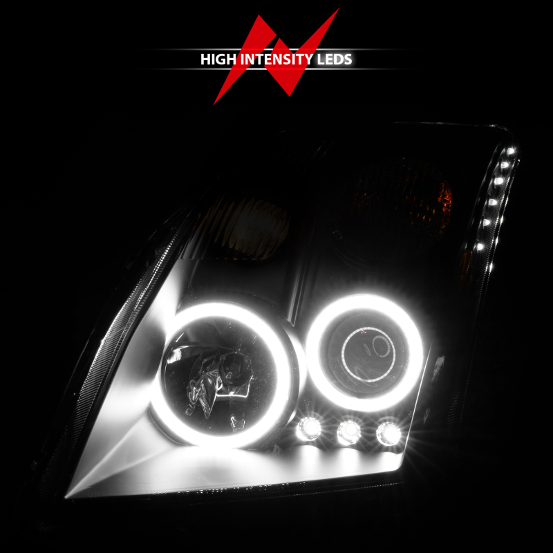 Nissan Sentra Projector Headlights - ANZO - w/Halo, Clear Lens, Black Housing - Black - `07-`12