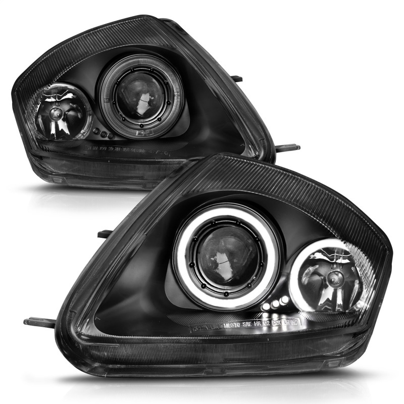 Mitsubishi Eclipse Projector Headlights - ANZO - Halo, Clear Lens, Black Housing - Black - `00-`05