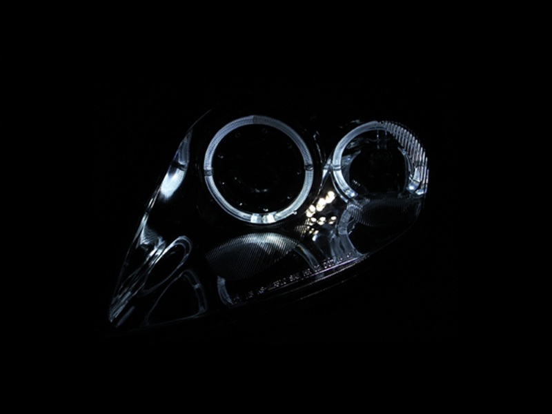 Mitsubishi Eclipse Projector Headlights - ANZO - Halo, Clear Lens, Black Housing - Black - `00-`05