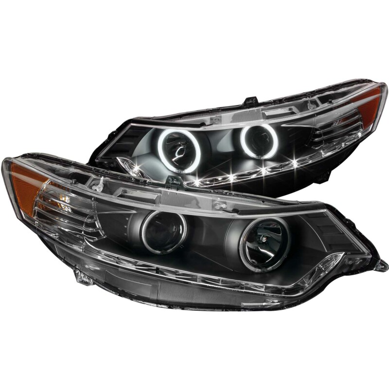 Acura TSX Projector Headlights - ANZO - Halo, Clear Lens, CCFL, HID Compatible - Black - `09-`12 Acura TSX Projector Headlights - ANZO - Halo, Clear Lens, CCFL, HID Compatible - Black - `09-`12