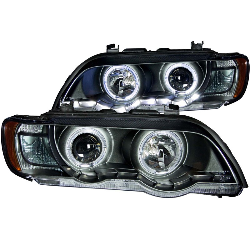 BMW X5 Projector Headlights - ANZO - w/Halo, CCFL - Black - `00-`03