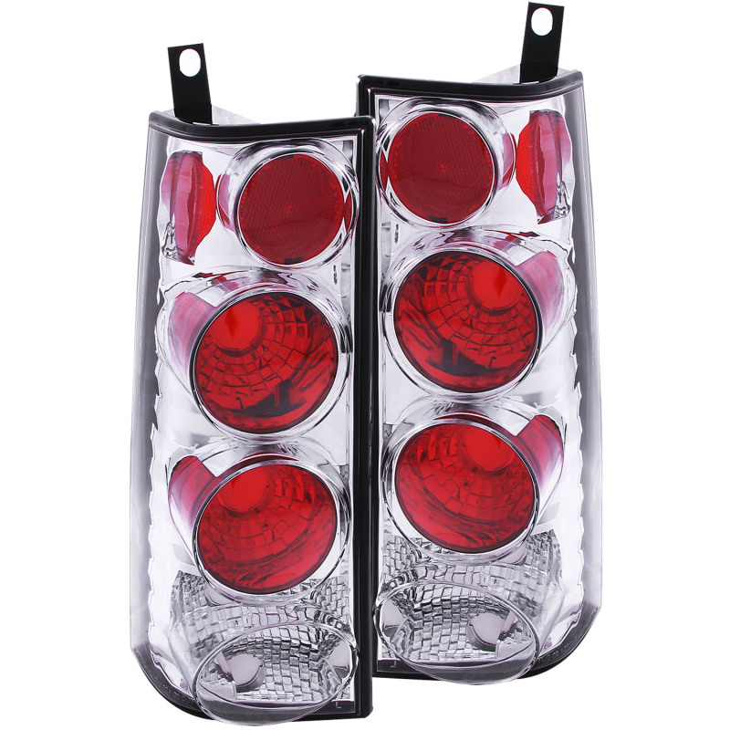 GMC Savana Tail Light Assembly - Rear - ANZO - Clear Lens, Chrome Housing, Pair, 3 Bulb Design - Chrome - `96-`02