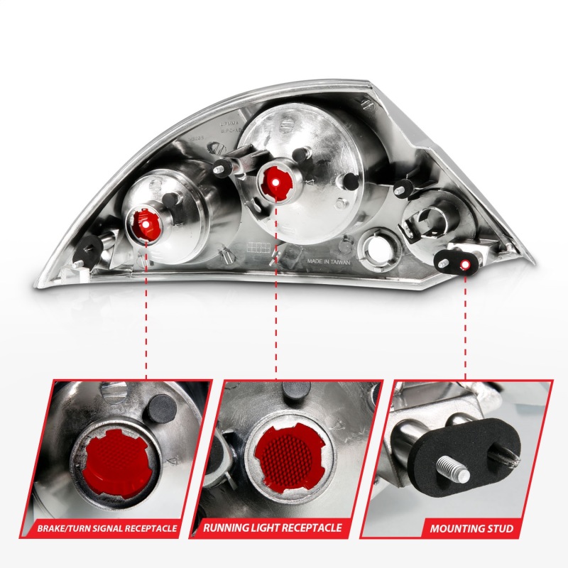 Mitsubishi Eclipse Taillights - ANZO - Clear Lens, Black Housing - Black - `00-`05