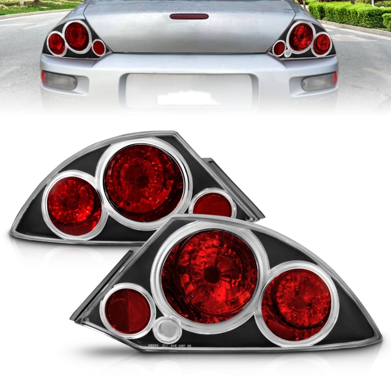 Mitsubishi Eclipse Taillights - ANZO - Clear Lens, Black Housing - Black - `00-`05