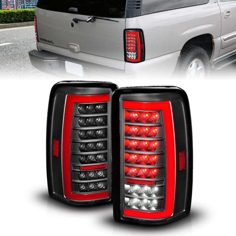 Chevrolet Tahoe Tail Light Assembly - ANZO - Full LED w/ Light Bar - Black Housing/Clear Lens - `00-`06 Chevrolet Tahoe Tail Light Assembly - ANZO - Full LED w/ Light Bar - Black Housing/Clear Lens - `00-`06