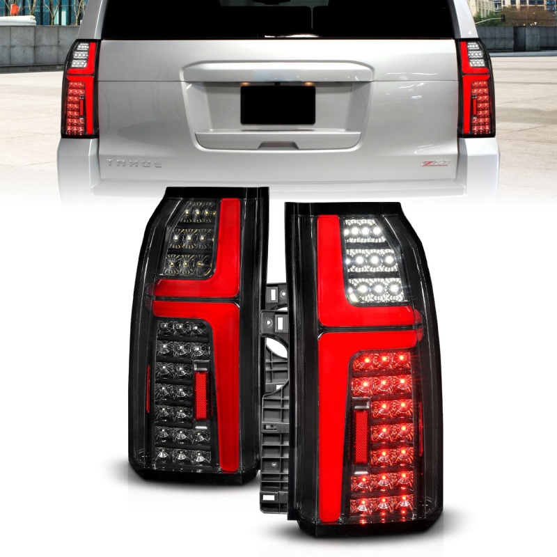 Chevrolet Tahoe LED Taillights - Rear - ANZO - Sequential LED Tube - Black - `15-`20 Chevrolet Tahoe LED Taillights - Rear - ANZO - Sequential LED Tube - Black - `15-`20