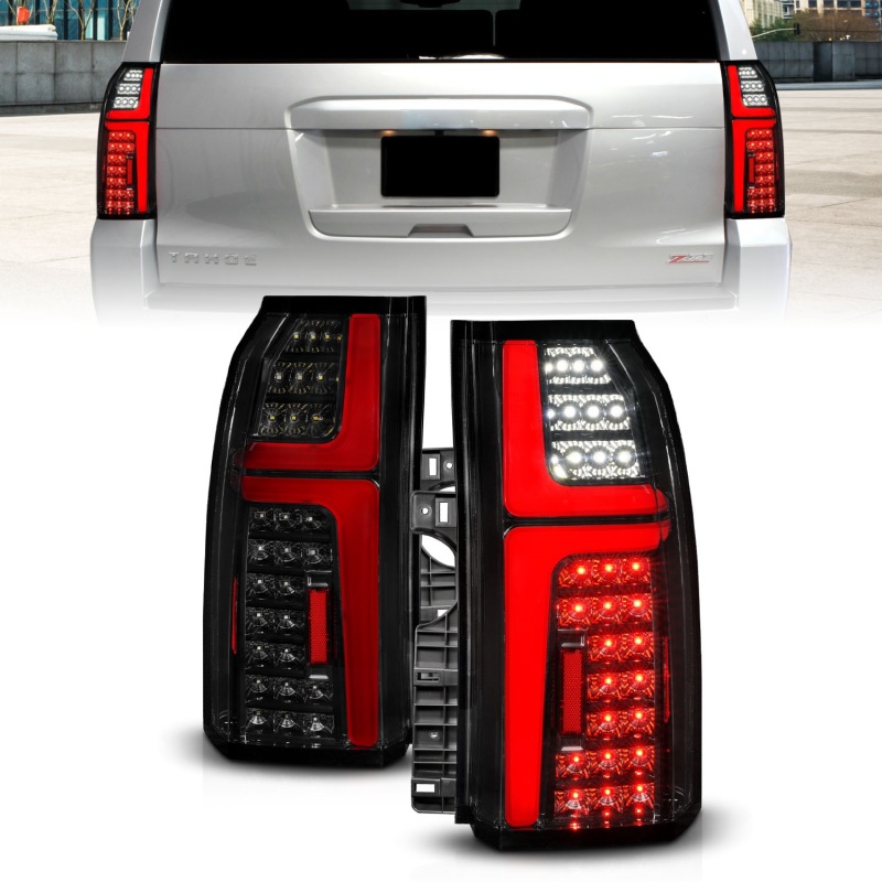 Chevrolet Tahoe LED Taillight Assembly - Rear - ANZO - Sequential LED Tube with Smoke Lens - Black - `15-`20 Chevrolet Tahoe LED Taillight Assembly - Rear - ANZO - Sequential LED Tube with Smoke Lens - Black - `15-`20